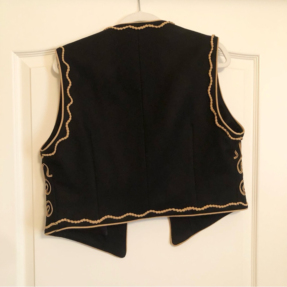 Vtg Double D Ranch Western Wool Leather Appliquéd Embroidered Vest Cowboy Rare - Picture 3 of 4